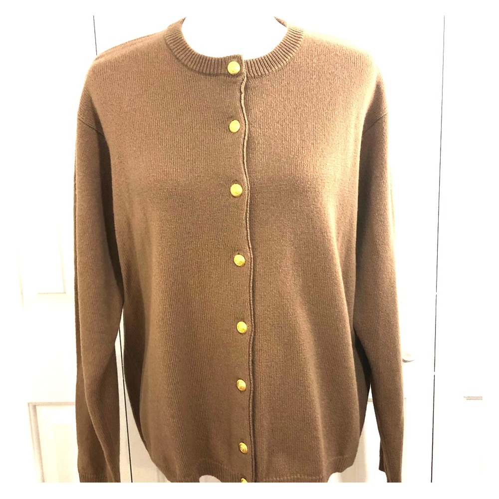 Pendleton Cardigan Tan with Gold Buttons